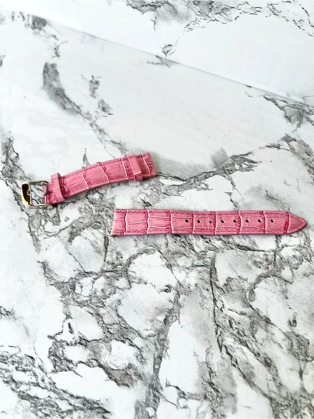 Watch Strap Pink Genuine Leather Croc EmbossedcPrint Replacement 18mm